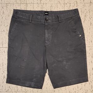 Hugo Boss Embroidered Logo Slice Slim Fit Grey Shorts